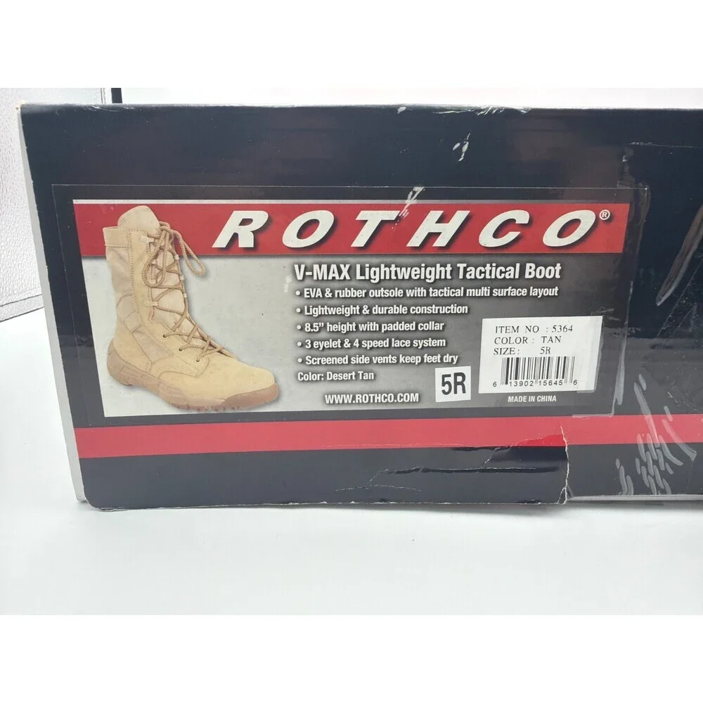 NWT Rothco V-Max Lightweight Tactical Boot Men's 5R Coyote Brown Lace Up Hiking